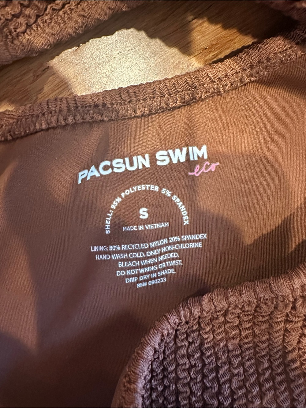 Pacsun Eco Brown Scrunch Elsa Strapless One Piece Swimsuit NWT Size Small - Picture 7 of 9